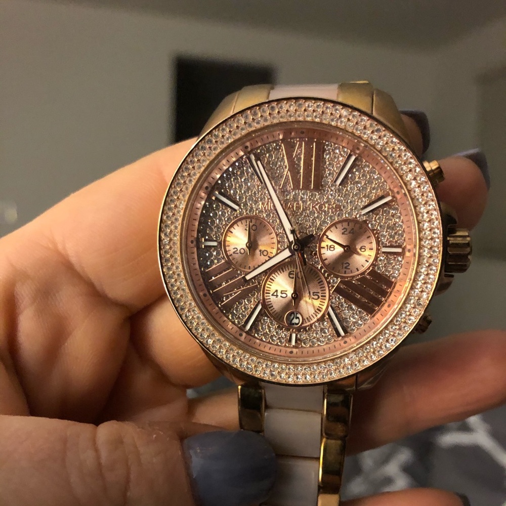 Gold with pink oversized watch